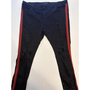 THRT Blk Distressed Red Stripe Skinny Jeans (Size 44x32)